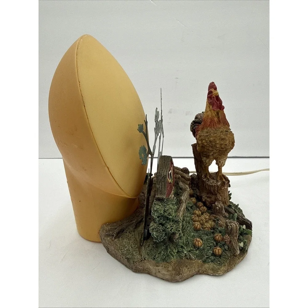 Vintage Rooster and Barn Farm Scene Rising Sun Moon Night Light Lamp Works Great